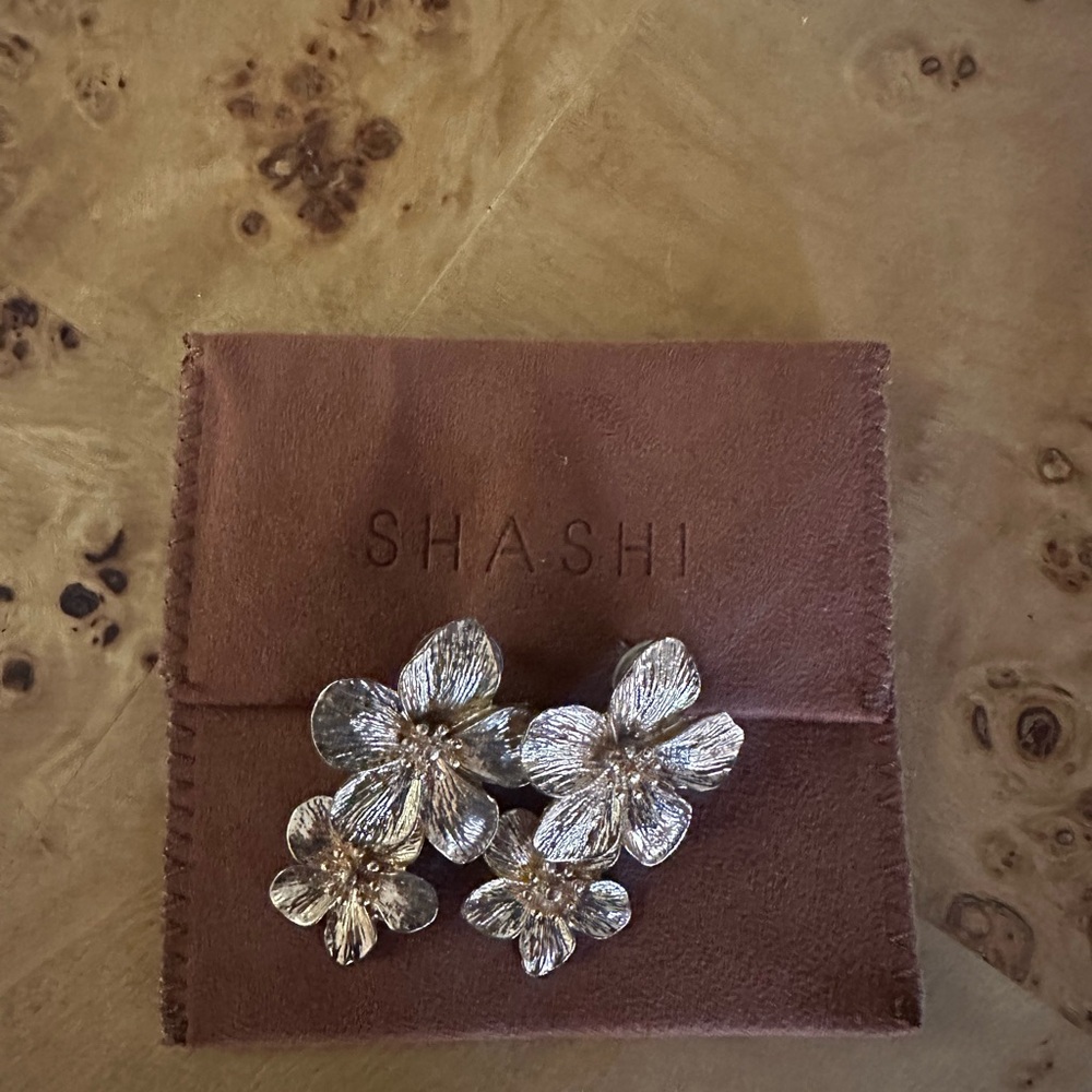 SHASHI Silver Floral Earrings